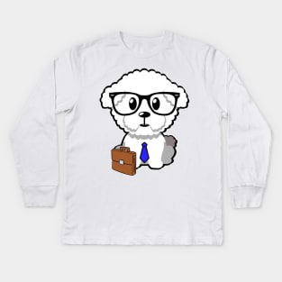 Cute furry Dog is a colleague at work Kids Long Sleeve T-Shirt